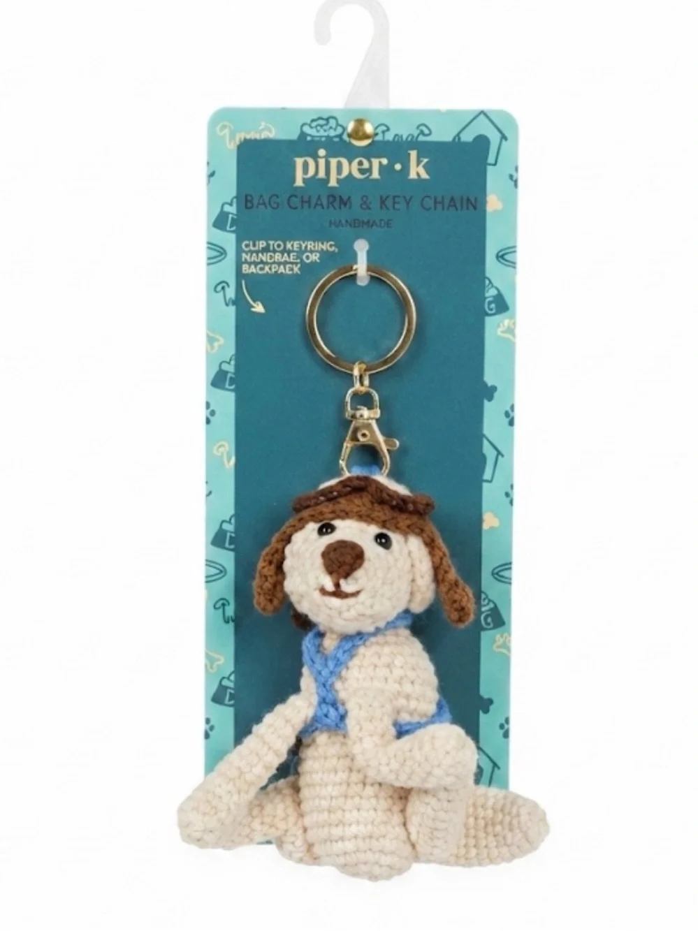 NWT ⚜️🐶⚜️ Piper K Handmade Crochet Dog  Bag Charm & Key Chain